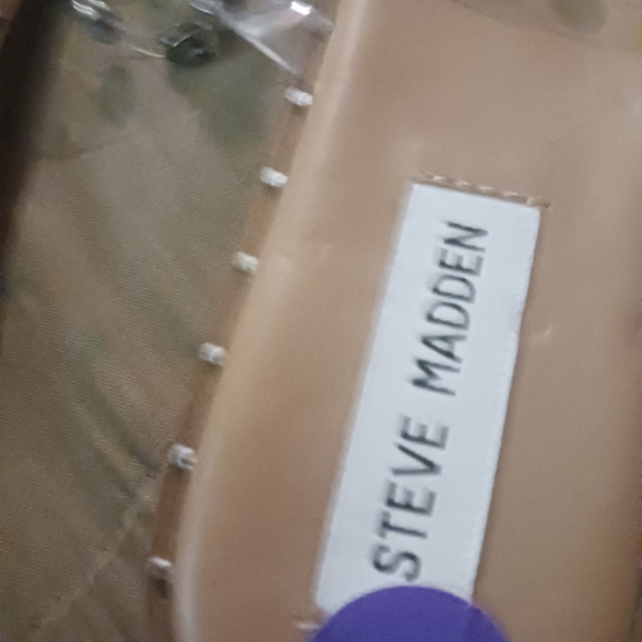 steve Madison Women Shoes sandals Clear Slide Studded Wedge Size 8.5  & 1 inch H - Picture 3 of 10